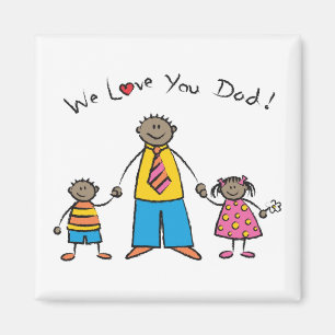 We houden van je vader Cartoon Familie Happy Vader Magneet