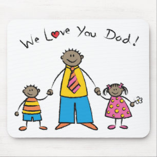 We houden van je vader Cartoon Familie Happy Vader Muismat