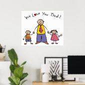 We houden van je vader Cartoon Familie Happy Vader Poster (Thuiskantoor)