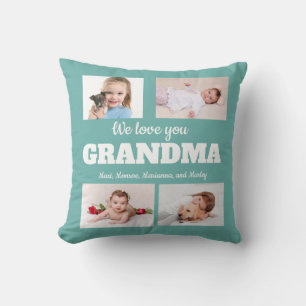 We houden van jou oma 4 foto teal kussen