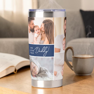 We houden van jou Papa Aangepaste foto's Vaderdag Geïsoleerde Drinkbeker