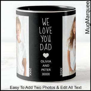 We houden van jou Papa, Twee foto's aangepaste tek Tweekleurige Koffiemok