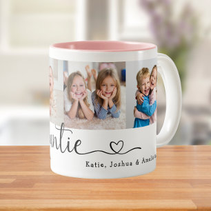 We houden van jou Tante 4 Foto Collage Modern Lett Tweekleurige Koffiemok