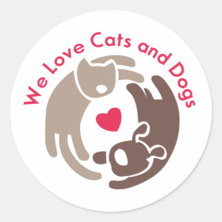 We houden van katten en honden ronde sticker
