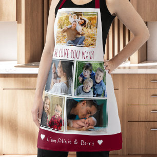 We houden van Nana Grandkids 5 foto rood en wit Schort