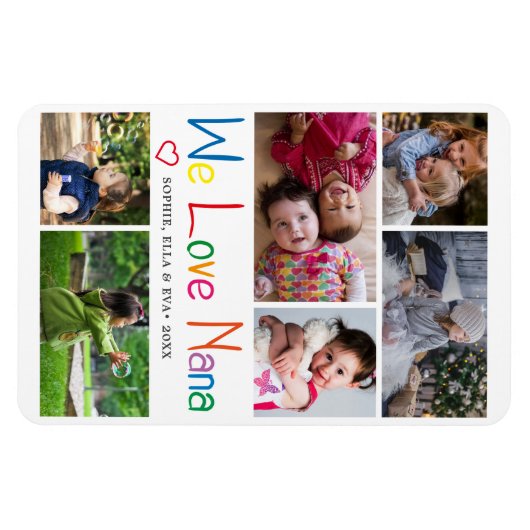 We houden van Nana Photo Collage Magneet (Horizontaal)