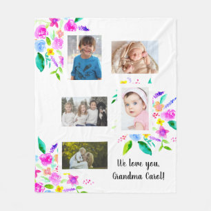 We houden van oma Foto Collage bloemen Fleece Deken