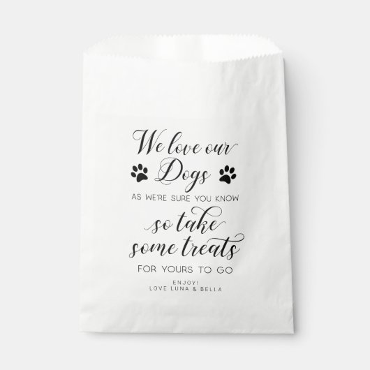 'We houden van onze honden, dus neem wat lekkers' Bedankzakje (Voorkant)