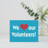 We houden van onze vrijwilligers met hart briefkaart (Staand voorkant)