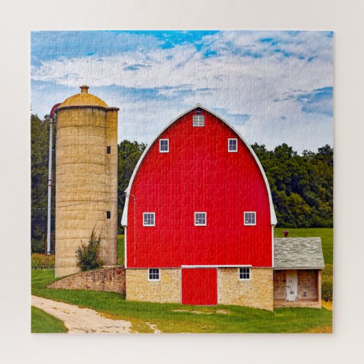 We houden van Oude Barns in Wisconsin. Legpuzzel (Verticaal)