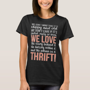 We houden van spaarzame kringloopwinkel t-shirt