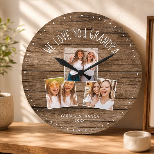 WE HOUDEN VAN U GRANDPA Custom Photo Fathers Day Grote Klok