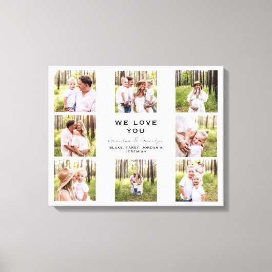 We houden van You Grandpa & Grandma Photo Collage  Canvas Afdruk (Voorkant)