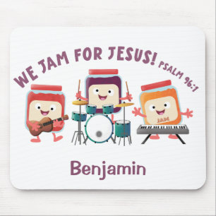 We Jam for Jesus schattige bijbeltekst cartoon Muismat
