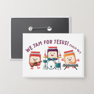 We Jam voor Jezus schattige bijbeltekst cartoon Button