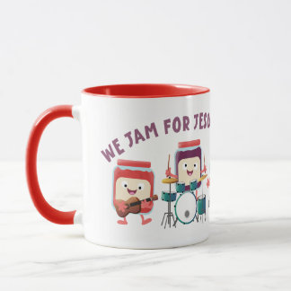 We Jam voor Jezus schattige bijbeltekst cartoon Mok