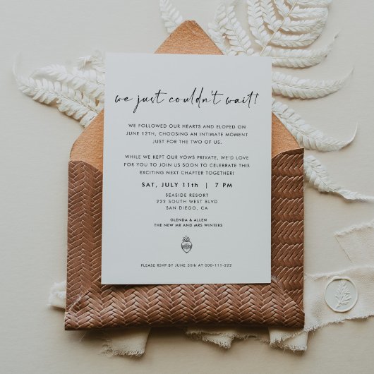 We Just Couldn't Wait Elopement Invitation