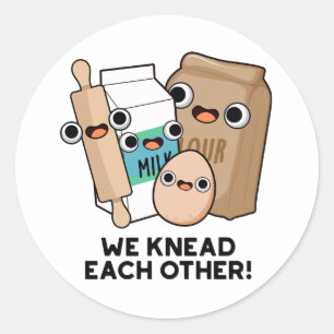 We kneden elkaar grappige bakwoordgrapjes ronde sticker