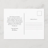 We konden niet wachten op de trouwaankondiging. briefkaart (Achterkant)