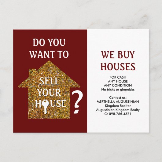 WE KOPEN HUISHOUDELIJKE REaltor Briefkaart (Voorkant)