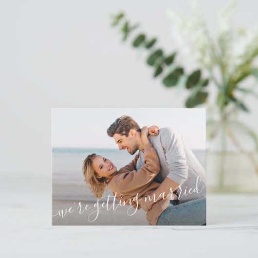 We krijgen een gehuwd fotohuwelijk om de datum op aankondigingskaart (Staand voorkant)