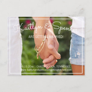 We krijgen een huwelijksweddenschap om de foto van aankondigingskaart