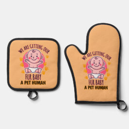 We krijgen onze vier Baby een gezelschapsmens Ovenwant & Pannenlap Set