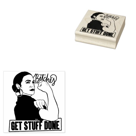 We krijgen spullen van AOC Rosie de riveter. Rubberstempel (Gestempeld)