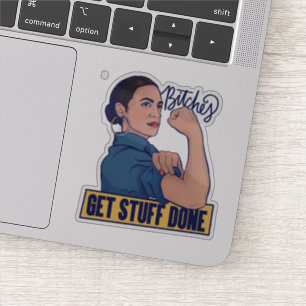 We krijgen spullen van AOC Rosie de riveter. Sticker