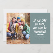 We kunnen alles doen Kerstmis foto blauwgroen Feestdagenkaart (Voorkant)