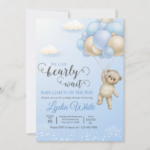 We kunnen Baby shower Boy Teddy Bear bijna afwacht Kaart