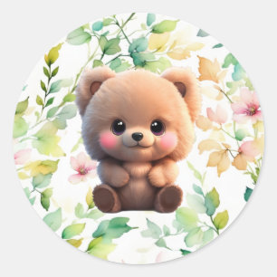 We kunnen Barly Wachten Baby shower teddybeer Ronde Sticker