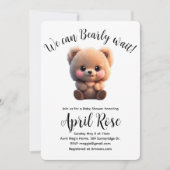 We kunnen Barly Wachten schattig teddybeer Baby sh Kaart (Voorkant)