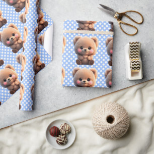 We kunnen Barly Wachten schattige teddybeer Polka Cadeaupapier