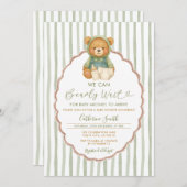 We kunnen Bearly wachten beer baby shower groene s Kaart (Voorkant / Achterkant)
