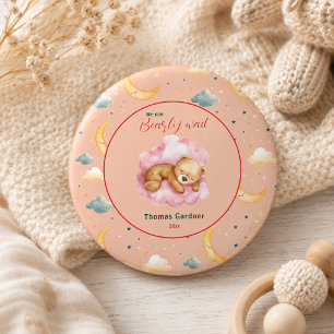 We kunnen bijna niet wachten Jongen Mooie Beer Bab Ronde Button 5,7 Cm
