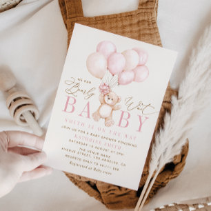 We kunnen bijna niet wachten op roze Baby shower Kaart