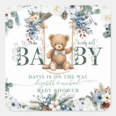 We kunnen bijna niet wachten op Teddy Bear Sage Gr Vierkante Sticker (Voorkant)