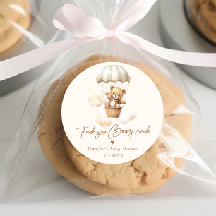 We kunnen bijna niet wachten teddybeer dank je bea ronde sticker