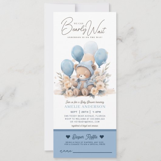 We kunnen bijna wachten jongen Baby shower luier l Kaart (Voorkant)