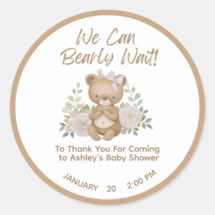 We kunnen bijna wachten meisje Baby shower dank je Ronde Sticker