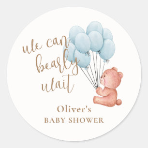 We kunnen bijna wachten op Beer Blue Balloon Baby  Ronde Sticker