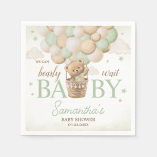 We kunnen bijna wachten op groen Beer Baby shower Servet