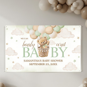 We kunnen bijna wachten op groen Beer Baby shower Spandoek