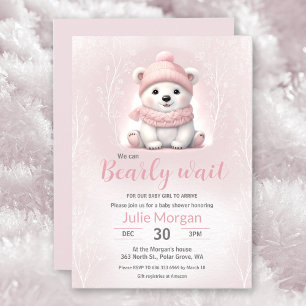 We kunnen bijna wachten op roze Beren Baby shower Kaart