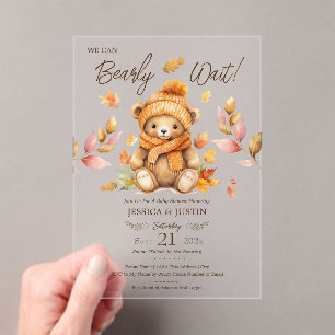 We kunnen bijna wachten op roze Herfst Baby shower Acryl Uitnodigingen