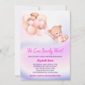 We kunnen bijna wachten op roze Paarse meisje Baby Kaart (Voorkant)