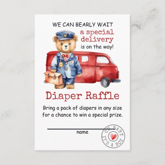 We kunnen bijna wachten op speciale levering luier informatiekaartje (Voorkant)