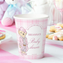We kunnen bijna wachten roze plaid baby shower mon