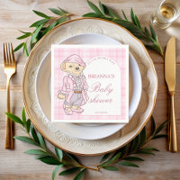 We kunnen bijna wachten roze plaid baby shower mon